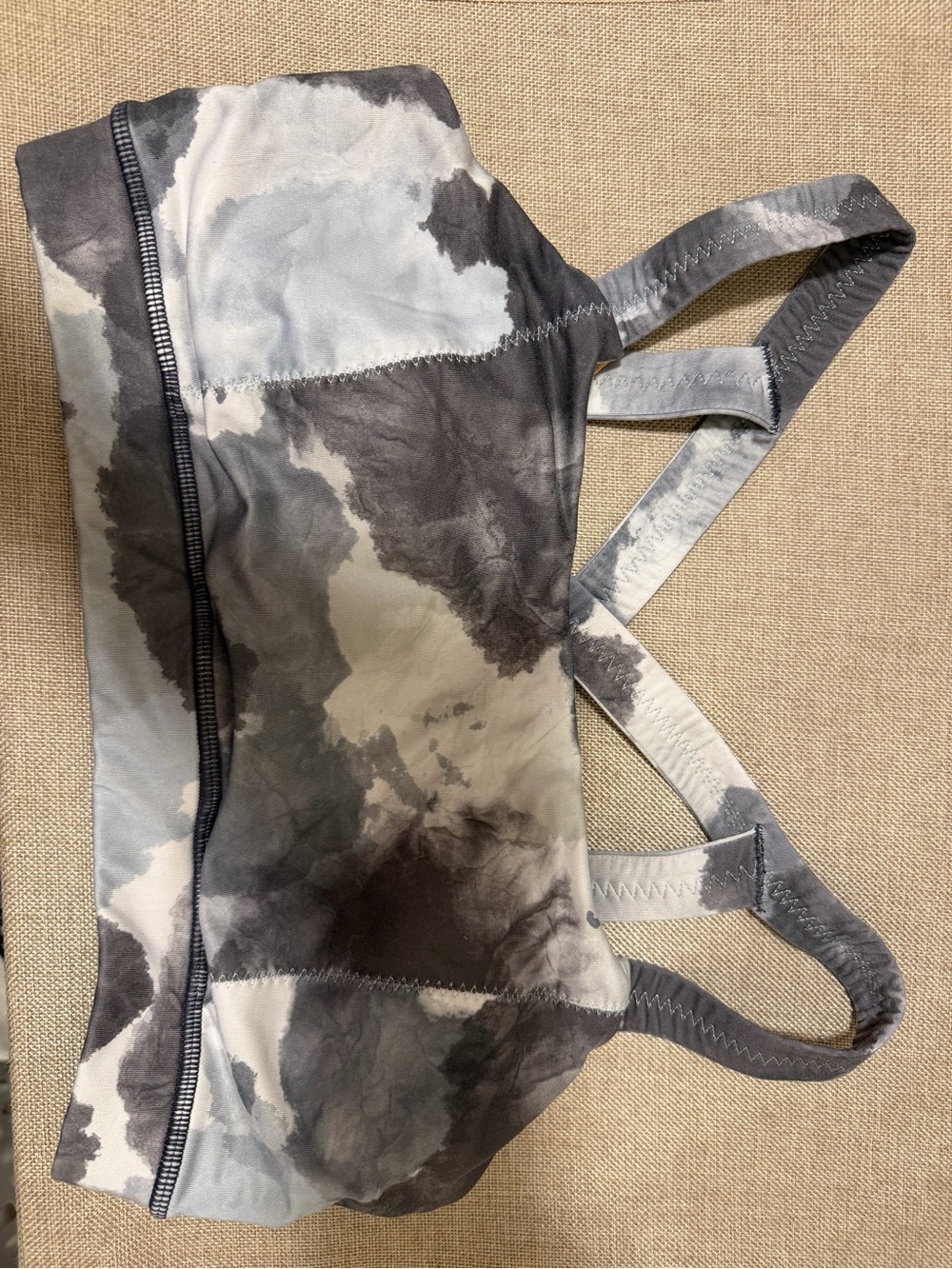 lululemon athletica Gray Tie-Dye Strappy Sports Bra Top